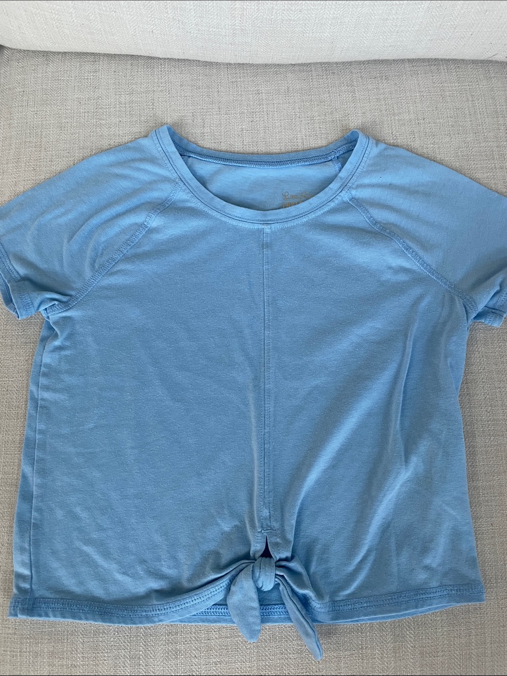 Lilly Pulitzer Girls Blue Tie-Front Short Sleeve Tee